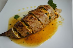 Lulas recheadas com camarões